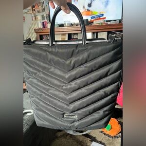 Samantha Brown Large Quilted Puffed Tote, cross body strap included, like new